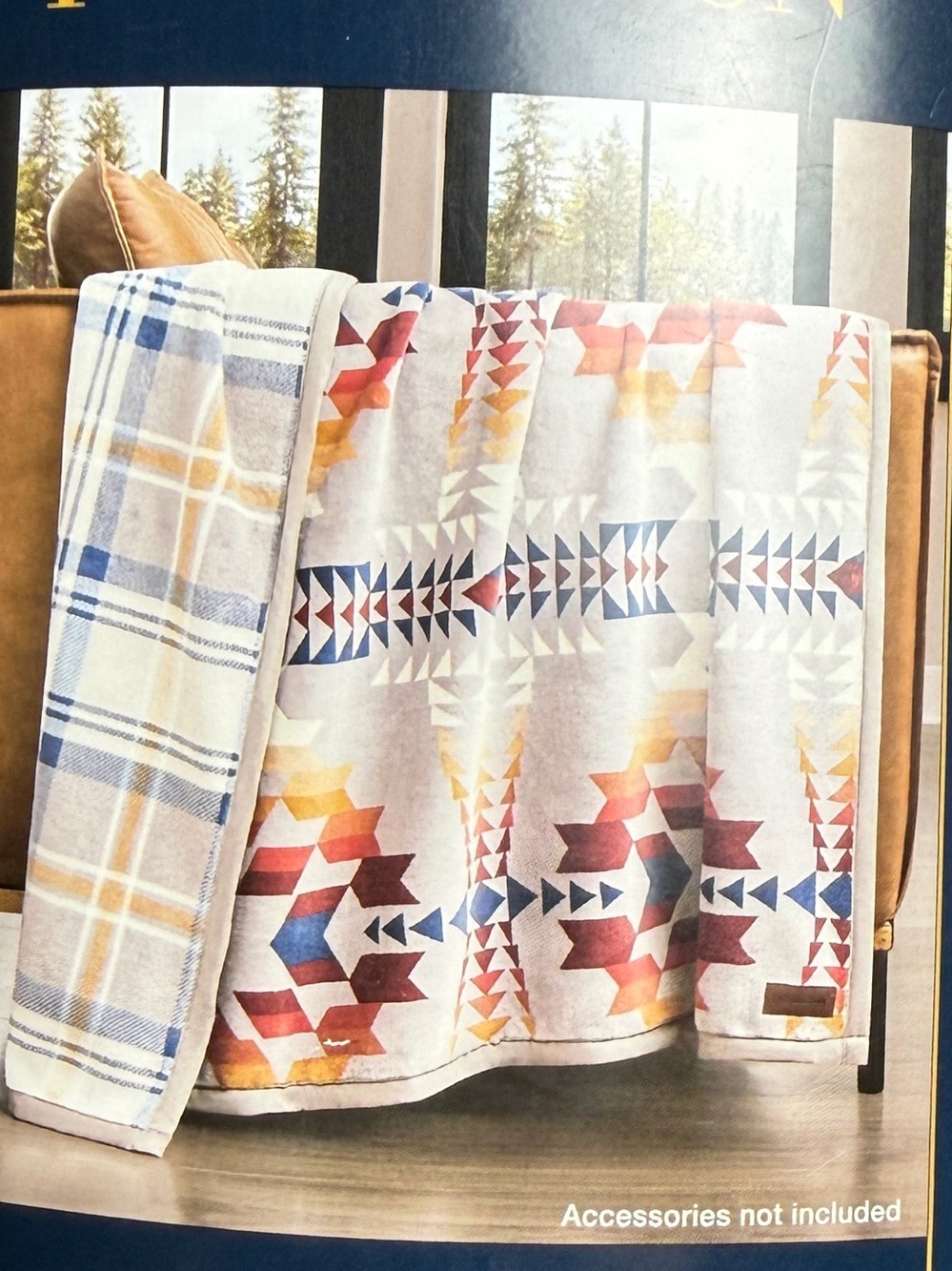 Pendleton Reversible Throw Blanket 50"x70" Southwestern Aztec NEW Soft Neutral